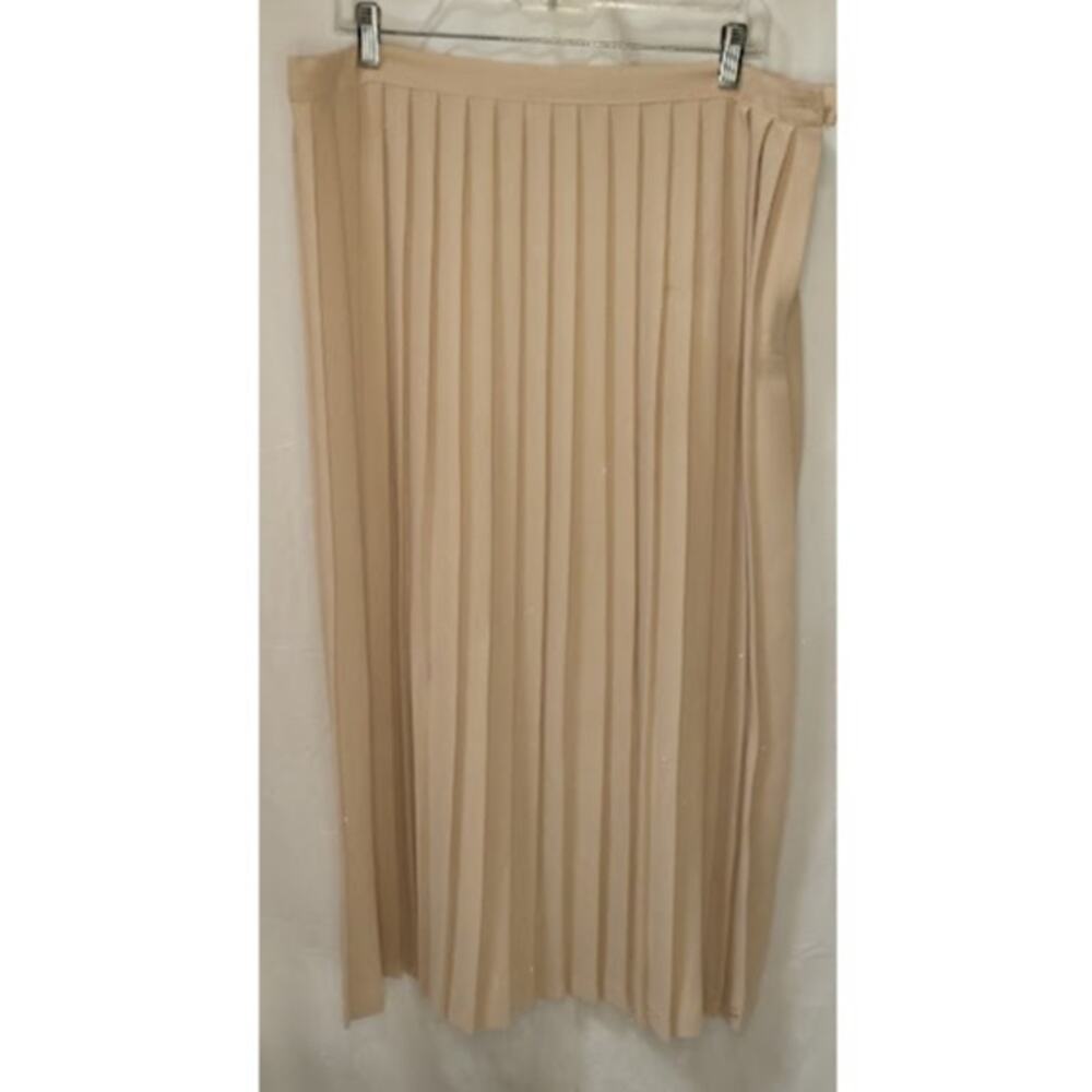 Vintage Beige Pleated Midi Skirt by Manhattan Nice Wear – Size 2X